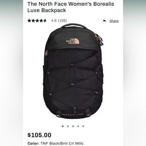 Women’s The North Face Borealis Backpack (Black/Rose Gold)